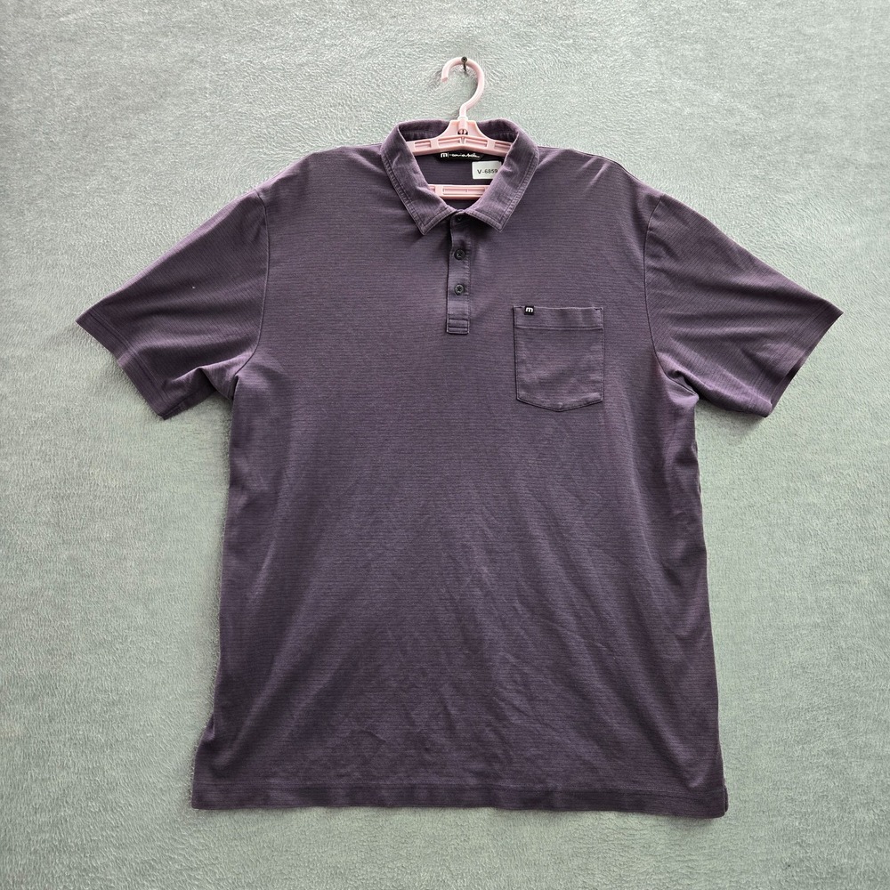 Travis Mathew Mens Polo Shirt XL Purple Short Sleeve Pima Cotton Polyester